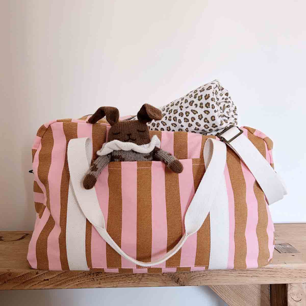 Bolsa de Paseo Rayas Fresa y Caramelo
